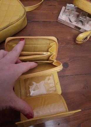 Комплект желтого цвета, сумка, портмоне, туфли, ремень франция10 фото
