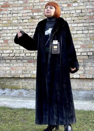 Розкішна шуба пальто норка black glama usa номерна а-силует р.46-48-502 фото