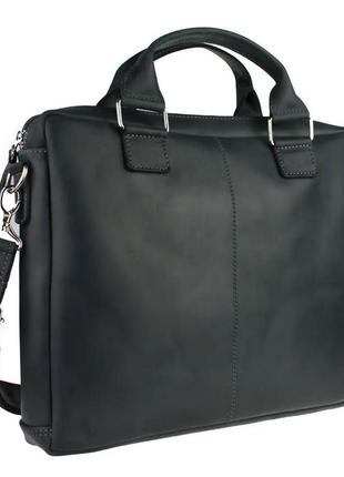 Женская кожаная сумка для документов а4 большая из натуральной кожи на плечо с ручками черная1 фото