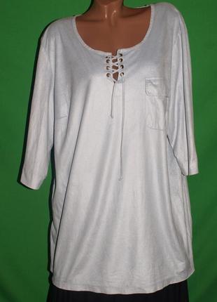 Замшевая рубашка-платье (6 хл замеры) нежно голубая, со шнуровкой, отлично смотрится