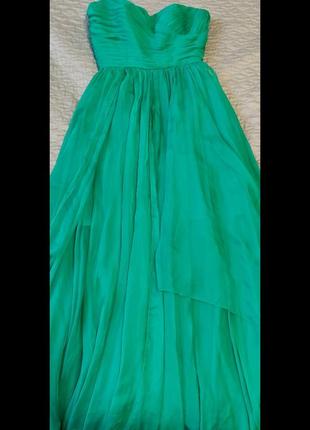 Xs-s платье длинное зеленое из шелка2 фото