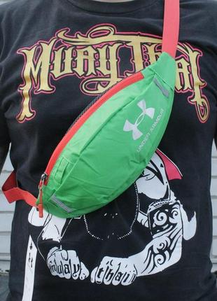 Поясная сумка under armour (зеленая) сумка на пояс9 фото