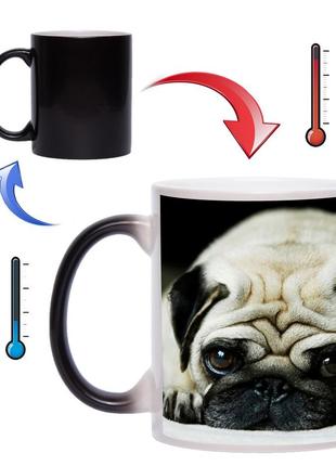 Чашка хамелеон грустный мопсик 330 мл