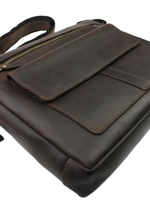 Женская кожаная сумка для документов а4 большая из натуральной кожи на плечо коричневая3 фото