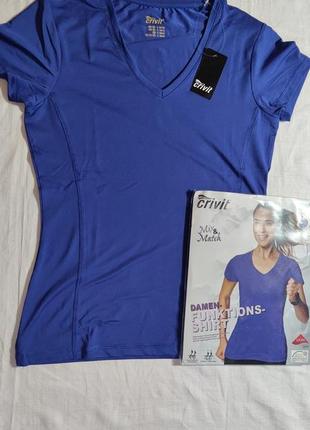 Женская однотонная футболка crivit, размер s, m, синяя2 фото