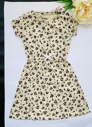 Стильное трикотажное платье в леопринт/б бренд: youngstyle/2000 размер: 134