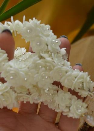 Серьги - грозди с  жемчугом  ′яблоневый сад′