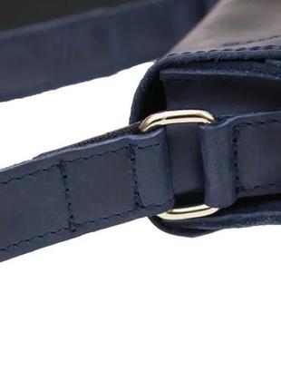 Женская маленькая кожаная сумка клатч кросс-боди через плечо из натуральной кожи синяя5 фото