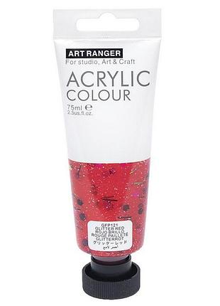 Акрилова фарба art ranger "glitter red" пласт туб 75мл