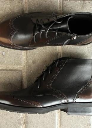 Мужские ботинки 41, 42, 45 размер обувь ikos коричневого цвета, утепленные байкой