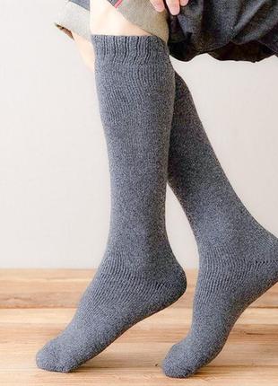 Вовняні шкарпетки високі yibate 37-43 теплі сірий7 фото