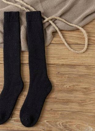 Высокие шерстяные носки теплые yibate 37-43 черный5 фото