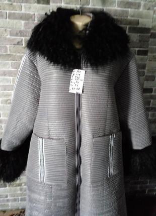 Стильное зимнее пальто пуховик батал оверсайз на пышную грудь до 136см