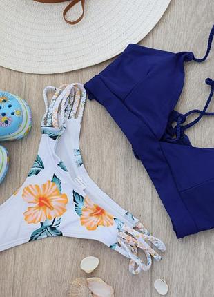 Купальник синій зі шнуровкою