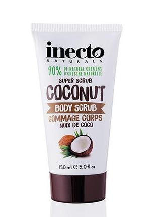 Акція! органічний кокосовий скраб для тіла заспокійливий inecto coconut англія для веганів5 фото