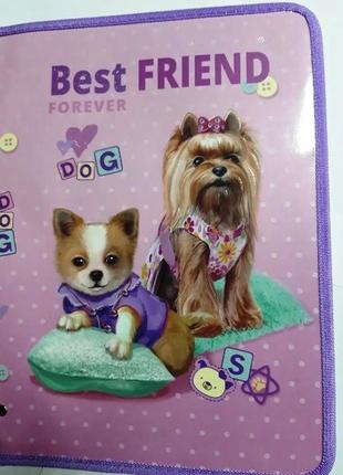 Тека для праці а4 картонна на змійці kidis "best friend" 136661 фото