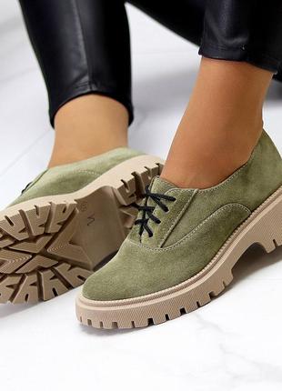 36-41 рр. туфли нат. замша на платформе