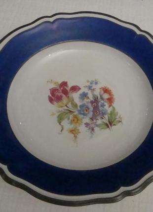Антикварная глубокая тарелка мейсенский букет - 24.5 см кобальт германия 1930 №т2(1))