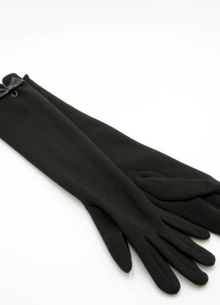 Довгі рукавички жіночі ronaerdo чорні, красиві жіночі рукавички теплі хутряні2 фото