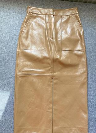 Спідниця олівець екошкіра кемел беж манго