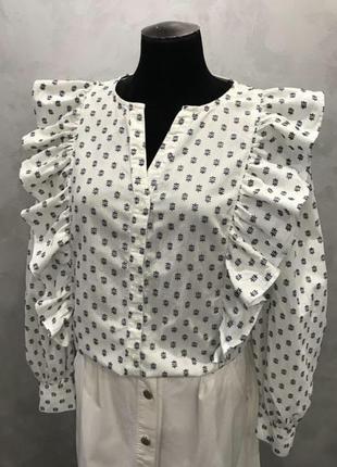 Стильная льняная блуза с рюшами5 фото
