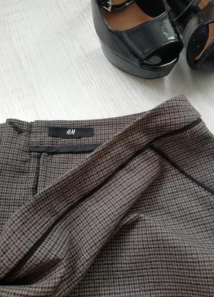 👑шикарная юбка в клетку"гусиная лапка"👑 базовая юбка трапеция от h&m2 фото