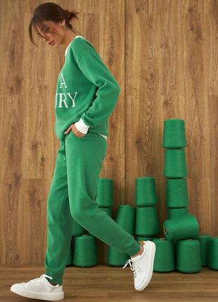 Жіночі трикотажні штани-джогери на гумі зеленого кольору. модель 2434 trikobakh2 фото