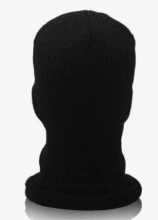 Балаклава маска в'язана (шапка-балаклава 2 в 1, мафія, вор, бандит) чорна 2, унісекс reis one size6 фото