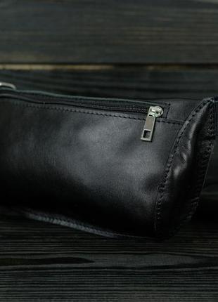 Кожаная сумка "модель №70 мини" с фастексом, натуральная гладкая кожа итальянский, цвет черный