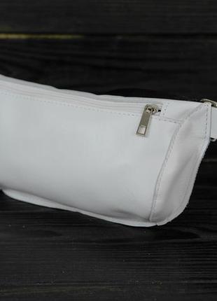 Кожаная сумка "модель №70 мини" с фастексом, натуральная гладкая кожа итальянский, цвет белый