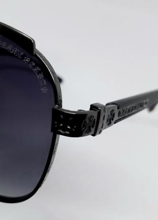 Chrome hearts очки мужские солнцезащитные черный градиент в черном металле поляризированые9 фото