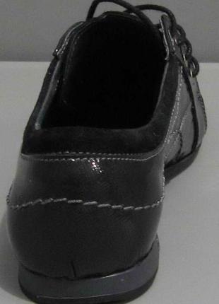 Кожаные туфли для девочки на шнурках (чёрные) 16-08-0013 фото