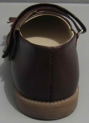 Кожаные туфли для девочки (бордовые) 16-07-0232 фото