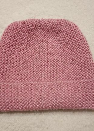 Стильная, демисезонная шапочка бини,  розово-сиреневого цвета.7 фото