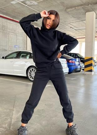 Утепленный женский костюм спортивный на флисе батник и штаны5 фото