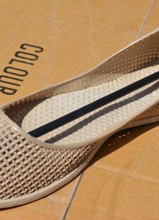 Силиконовые балетки бежевые 38-39рр самая практичная обувь летняя обувь5 фото