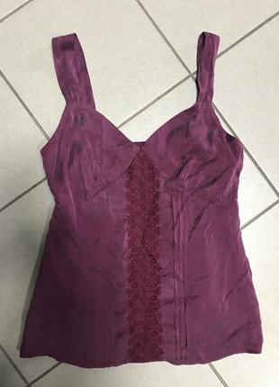 Топ шёлковый блуза фирменная дорогой бренд edith and ella размер s