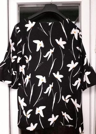 The collection debenhams черная нарядная блузка в цветочный принт рукав волан рюши 14 124 фото