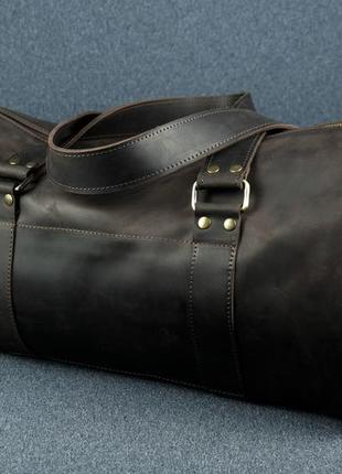 Кожаная сумка travel дизайн №80, натуральная винтажная кожа, цвет шоколад