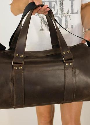 Кожаная сумка travel дизайн №80, натуральная винтажная кожа, цвет шоколад