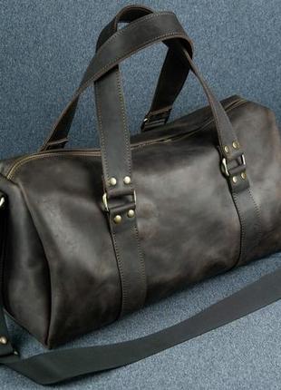 Кожаная сумка travel дизайн №80, натуральная винтажная кожа, цвет шоколад