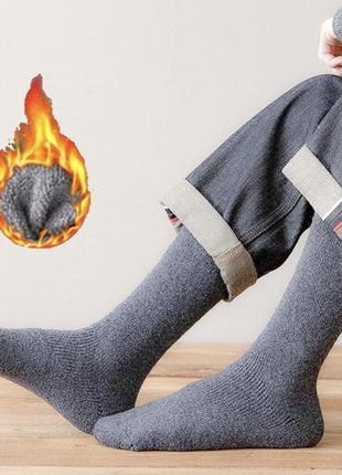 Шкарпетки жіночі високі вовняні теплі yibate 36-42 сірий1 фото