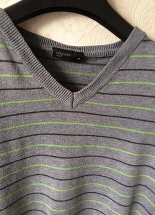 Пуловер серый в тонкую зелёно- чёрную полоску  cedarwood2 фото