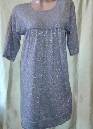 Натуральне трикотажне срібне плаття marks & spencer