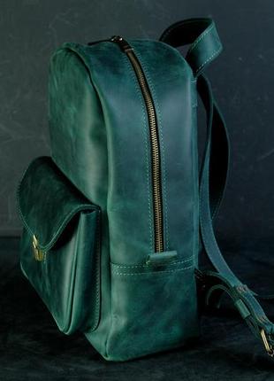 Жіночий шкіряний рюкзак стамбул, натуральна вінтажна шкіра колір зелений2 фото