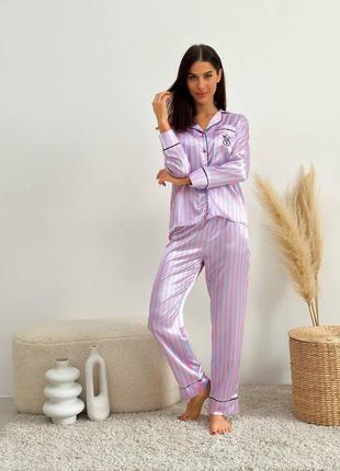 Victoria's secret  пижама в полоску шёлковая2 фото