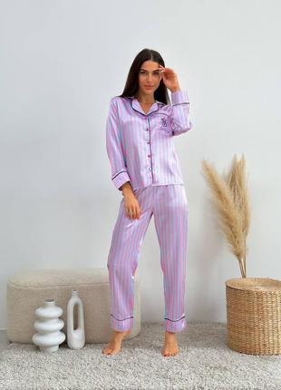 Victoria's secret  пижама в полоску шёлковая