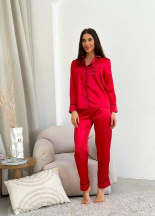 Victoria's secret пижама сатиновая красная