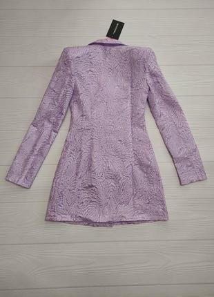Сиреневое жаккардовое платье блейзер пиджака с длинным рукавом6 фото
