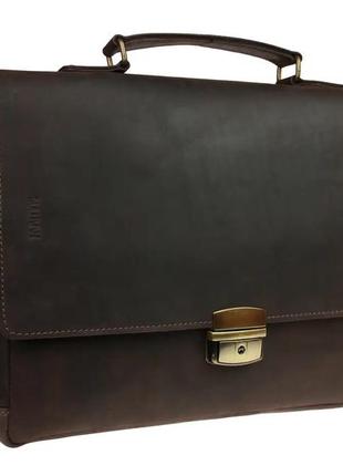 Жіноча шкіряна сумка-портфель для документів а4 з натуральної шкіри з ручкою та ременем на плече коричнева